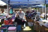 Lemoore Christian Aid's John Benton surveys the outpouring of items to victims of the Tanglewood Apartment fire.